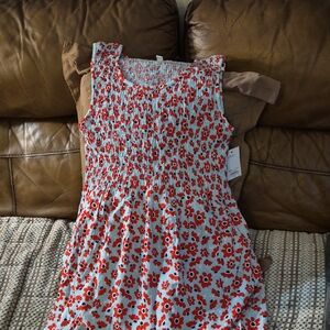 Croft & Barrow Light Blue Dress with Red Floral Print